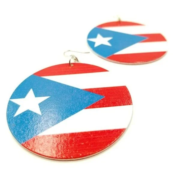 New! Puerto Rican Wood Earrings - Picture 2 of 2